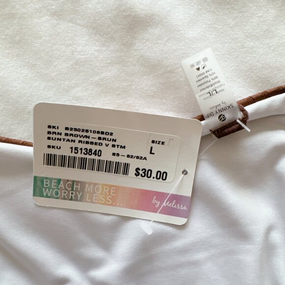 Skinny Dip Suntan Ribbed Bikini Set Large women’s NWT brown scoop bathing suit - Picture 16 of 16